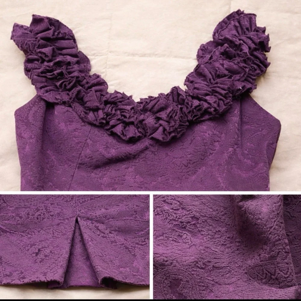 Maggy London Purple Ruffle-Neck Dress - Picture 2 of 2